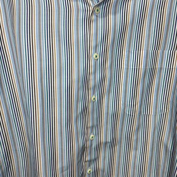 Mens Peter Millar Striped Shirt Spread Collar, Sz L - Picture 2 of 5